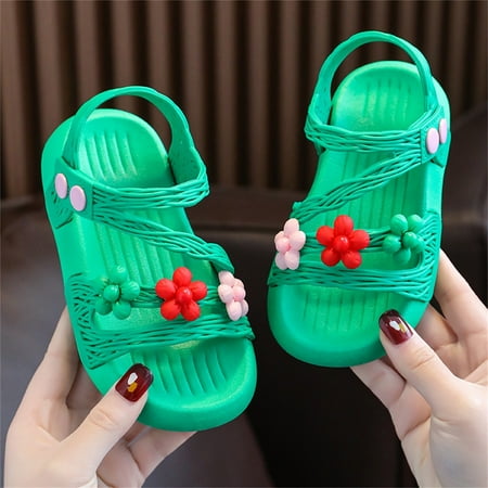 

NECHOLOGY Toddler Slip on Girls Children Shoes Summer Soft Sole Waterproof Soft Comfortable Fashion Princess Shoes for Girls Heels Green 4.5 Years