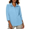 thumbnail image 6 of Hfnxid Women's Sweatshirts Loose Fit Button Lapel Long Sleeve Pullover Tops Casual Fashion Fall Sweatshirt Blue M, 6 of 10