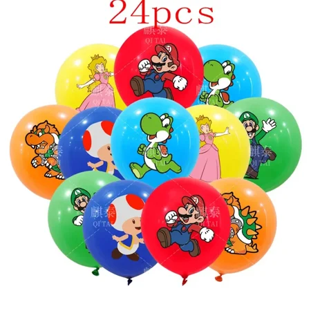 12/24pcs Super Mary Series Balloon Mario Bros Luigi Yoshi Anime Figures Balloon Toys Decoration Partys Supplies Children Gifts