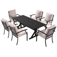 thumbnail image 6 of ALAULM 7PCS Patio Dining Set,Outdoor Metal Patio Furniture Set w/6 Fixed Chairs & Large Metal Table w/Umbrella Cutout for Garden,Backyard,Sand, 6 of 8