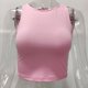 thumbnail image 4 of Túnica camisetas sin mangas para las mujeres Mujeres Sexy sin mangas de cuello Racerback recortadas Tank Tops Trendy Cute Teen Girls Neck Crop Tops Chaleco (Pink, S), 4 of 7