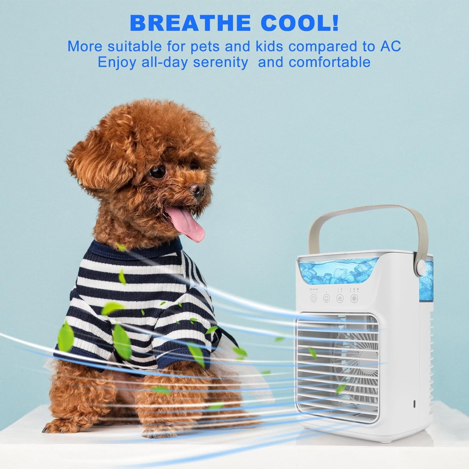 Flaremore Air Conditioner Portable, Personal Mini AC with 2 Gear Misting, 3 Speeds Wind & Timing, 7 Color Ambient Lights, 24oz Removable Water Tank for Bedroom Office Picnic