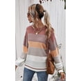thumbnail image 3 of Pulls Décontractés Manches Longues Col Rond Couleur Patchwork Pull en Tricot Tops, 3 of 7