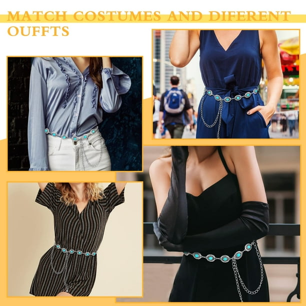 Dress with metal belt best sale