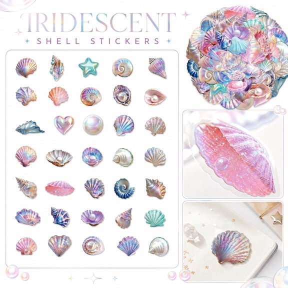 Girls Birthday Party Decorations, Mermaid Party Supplies, Under The Sea Decorations, Nautical Party Decorations, 50Pcs 2.5 Inch Diameter Pastel Iridescent Seashell for Birthday