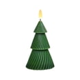 thumbnail image 2 of Twisted Christmas Tree Flameless LED Candle, Ribbed Green Paraffin Wax, 5.7 x 2.87 x 2.87 in, Uses 2 AAA Batteries, 2 of 6
