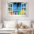 thumbnail image 2 of Elephant Stock Window To Vibrant Beach Wall Art - Horizontal Canvas Wall Art - Living Room Wall Decor - Beach Canvas - Blue And Orange Decor - 51" x 34", 2 of 8