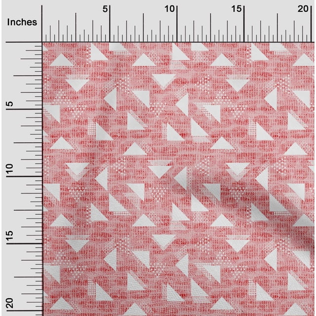 oneOone Polyester Lycra Medium Pink Fabric Texture & Triangle Geometric Craft Projects Decor Fabric Printed By The Yard 56 Inch Wide