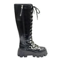 thumbnail image 3 of Circus NY Abrina Black Multi Riding Chunky Lace Up Platform Moto Buckle Boots (Black Multi, 7), 3 of 3