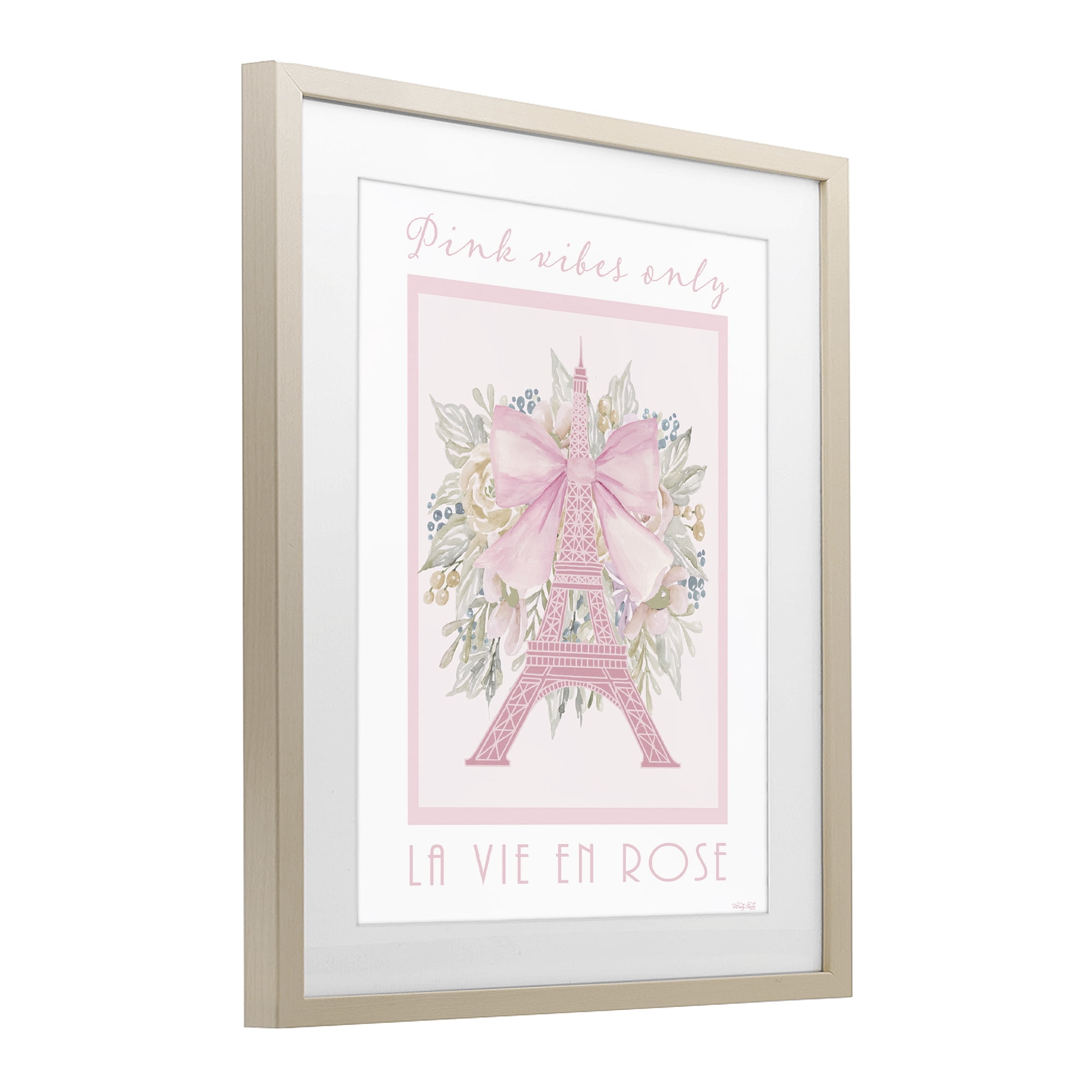 Stupell Industries Pink Vibes Only Paris Birch Framed Print Under Glass, design by Cindy Jacobs