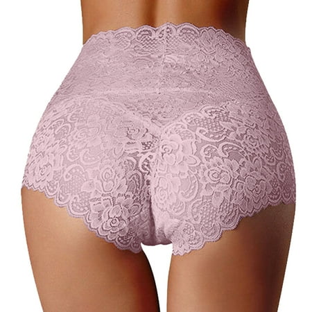 

6 Pack Women s Brief New High Waist Underwear Thin Hollow Lace Ladies Panties Pure Cotton Crotch Large Size Belly