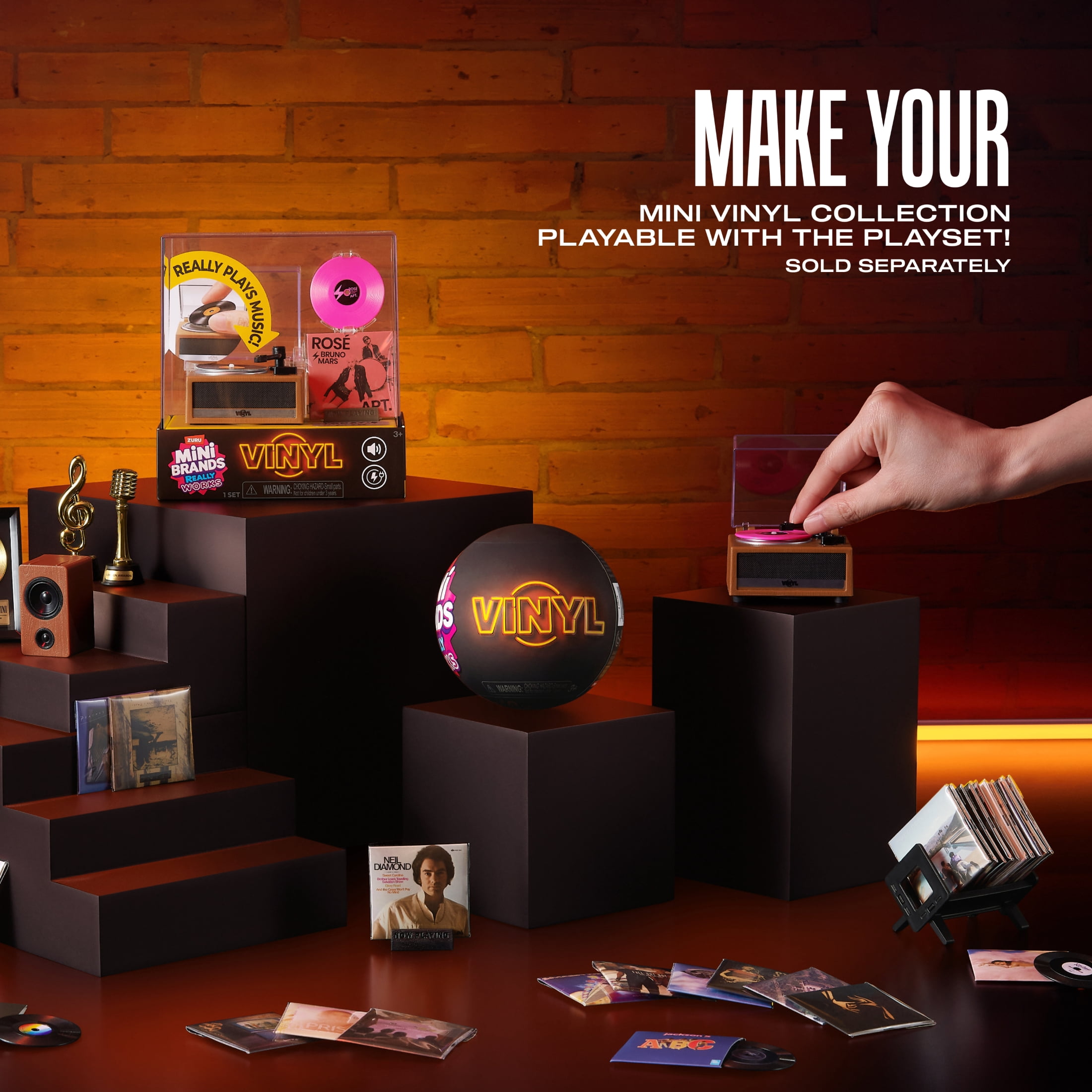 Mini Brands Really Works Vinyl Capsule Series 1 by ZURU – Surprise Unbox Collectible with 4 Playable Vinyl Records & Surprise Accessory for Ages 3+