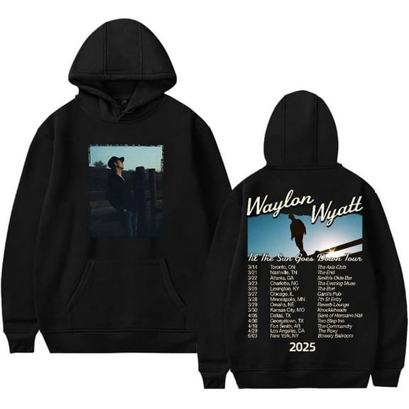 Waylon Wyatt Til The Sun Goes Down Tour 2025 Merch Hoodie Pockets Drawstring Unisex Hooded Sweatshirt Fashion Clothing
