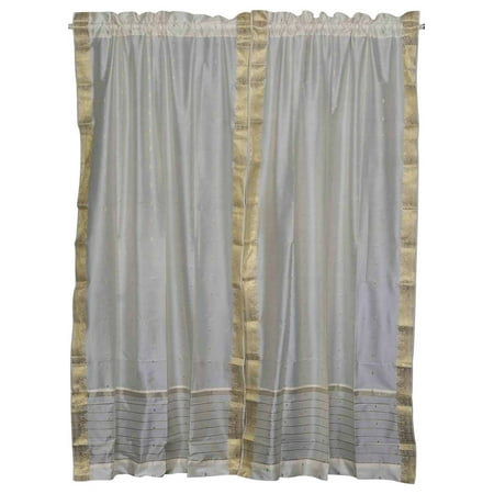 Cream Rod Pocket Sheer Sari Curtain Drape Panel Piece