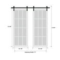 thumbnail image 6 of Sturdy Double Barn Door with Frosted Glass 3 Lites | Lucia 4070 White Silk | 13FT Rail Hangers Heavy Set | Solid Panel Interior Doors-72" x 84" (2* 36x84)-Black Rail, 6 of 6
