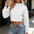 thumbnail image 3 of cocolona Womens Cropped Pullover Hoodies Casual Long Sleeve Solid Color Sweatshirts Fall Fashion Outfits with Pockets, 3 of 7