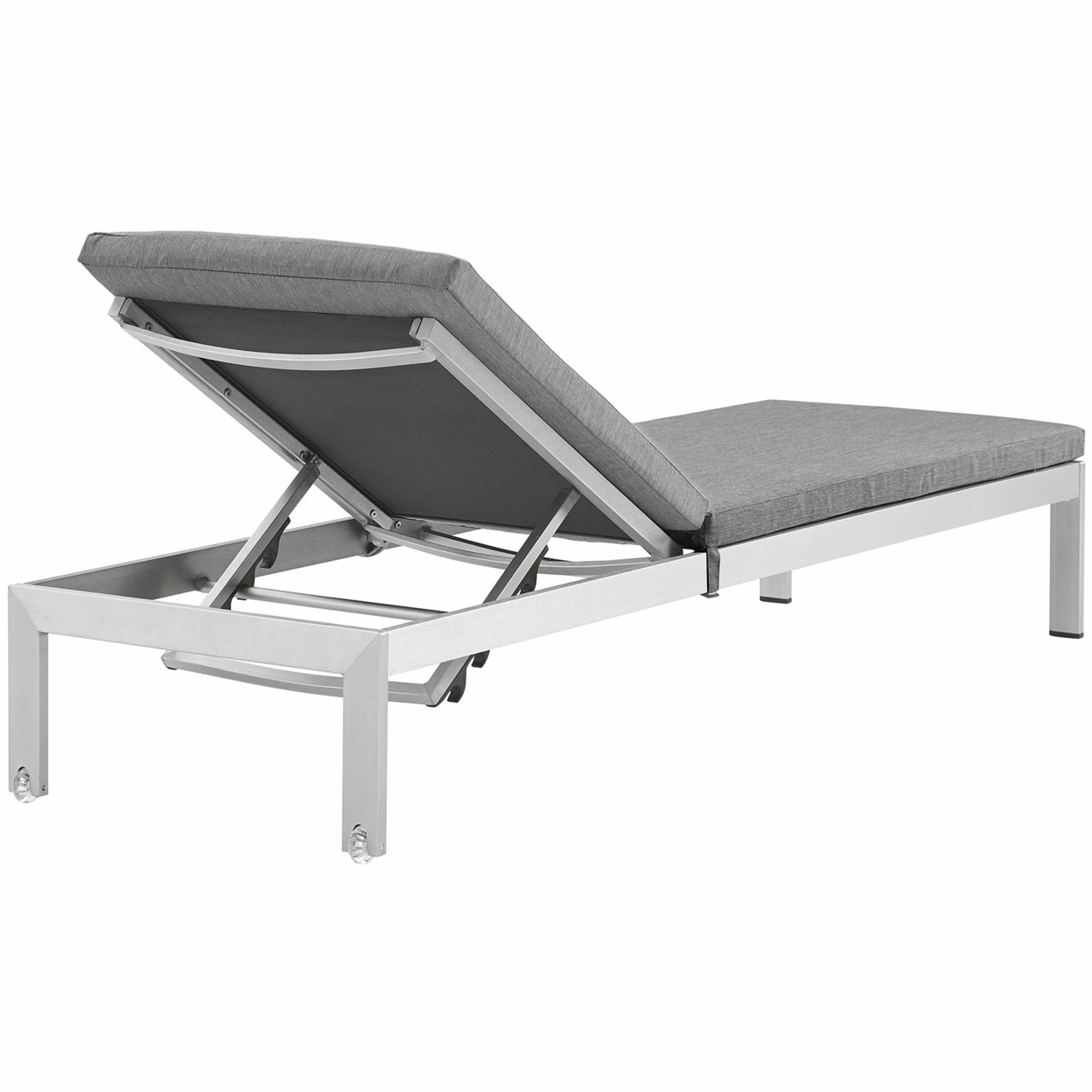 Shore Outdoor Patio Aluminum Chaise with Cushions Silver gray - image 4 of 5