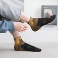 thumbnail image 2 of Rateoe Lakeside Flower Field Cat Pattern Quarter Crew Socks,Toe Seamed Ankle Socks,Cotton Cushioned Breathable Athletic Crew Sports Socks, 2 of 7
