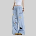 thumbnail image 2 of Angala Casual Pants Loose Fit Plaid Pattern Towel Embroidery Design Folded Wide Leg Trousers Relaxed Drapery Soft Beautiful Women's Casual Pants, 2 of 6