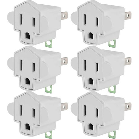 JACKYLED 3 Prong to 2 Prong Adapter Converter, Polarized Grounding Adapter Wall Outlet, ETL Listed, 6 Pack
