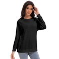 thumbnail image 3 of Women's Long Sleeve Knitted Crew Neck T-shirt, 3 of 6