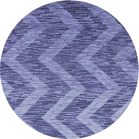 Ahgly Company Machine Washable Indoor Round Transitional Deep Periwinkle Purple Area Rugs, 7' Round