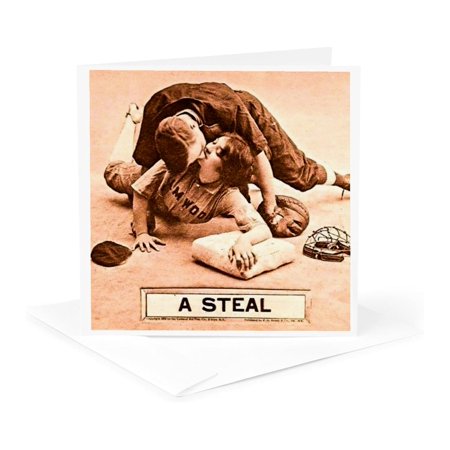 3dRose, Vintage A Steal Baseball Romantic Comic Made it to Third Base, 1 Greeting Card with envelope