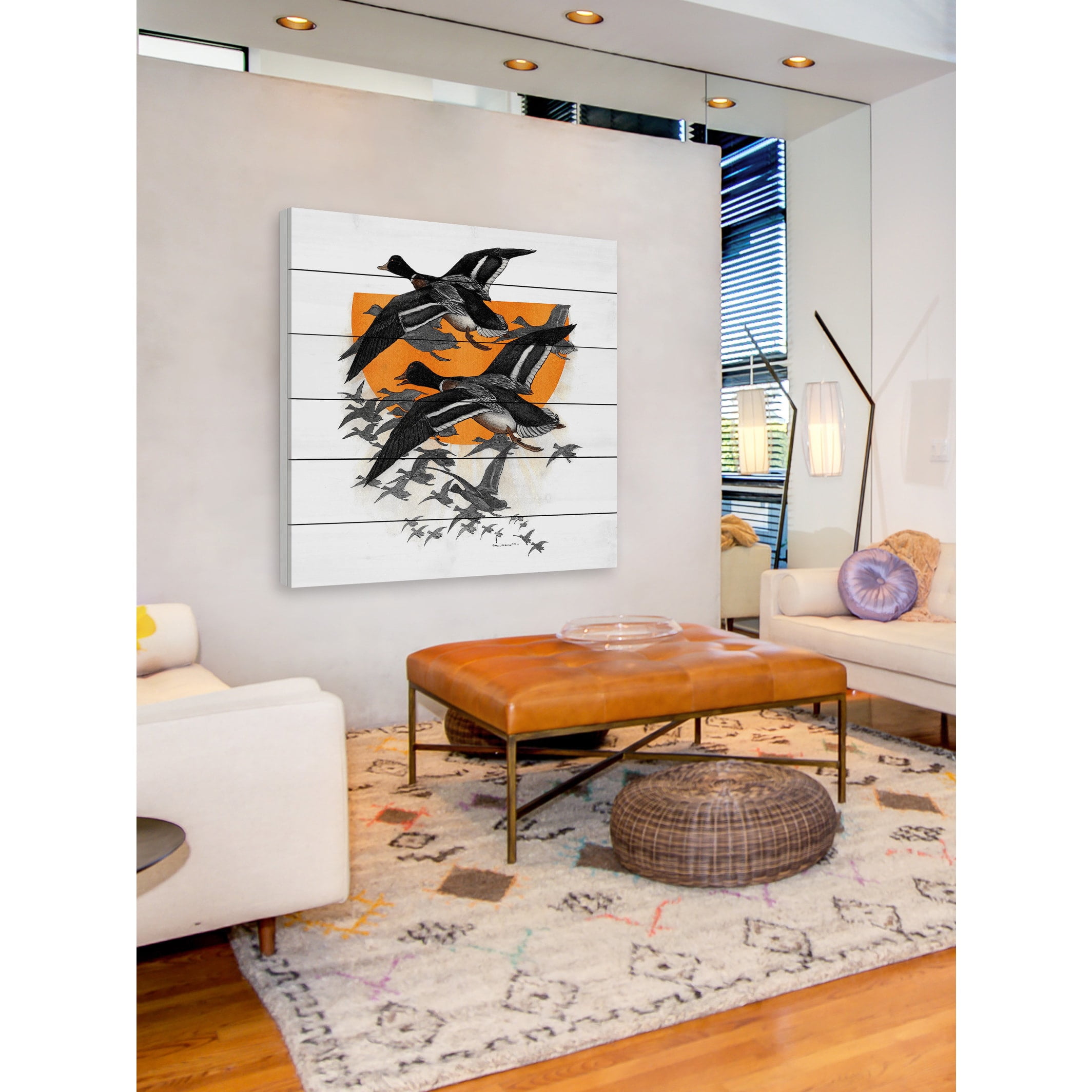 Marmont Hill "Flock of Geese" Painting Print on White Wood