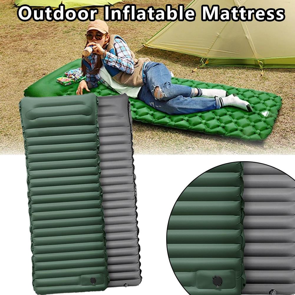 Single Size Camping Air Mattress with Built in Foot Pump, Thicken Inflatable Bed Blow Up Mattress Sleeping Pad for Camping Backpacking Hiking Traveling Tent