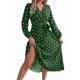 thumbnail image 3 of Vestido Plisado de Larga con Cuello en V y Lunares para Mujer, Informal, Holgado y con Cinturón Verde M, 3 of 10