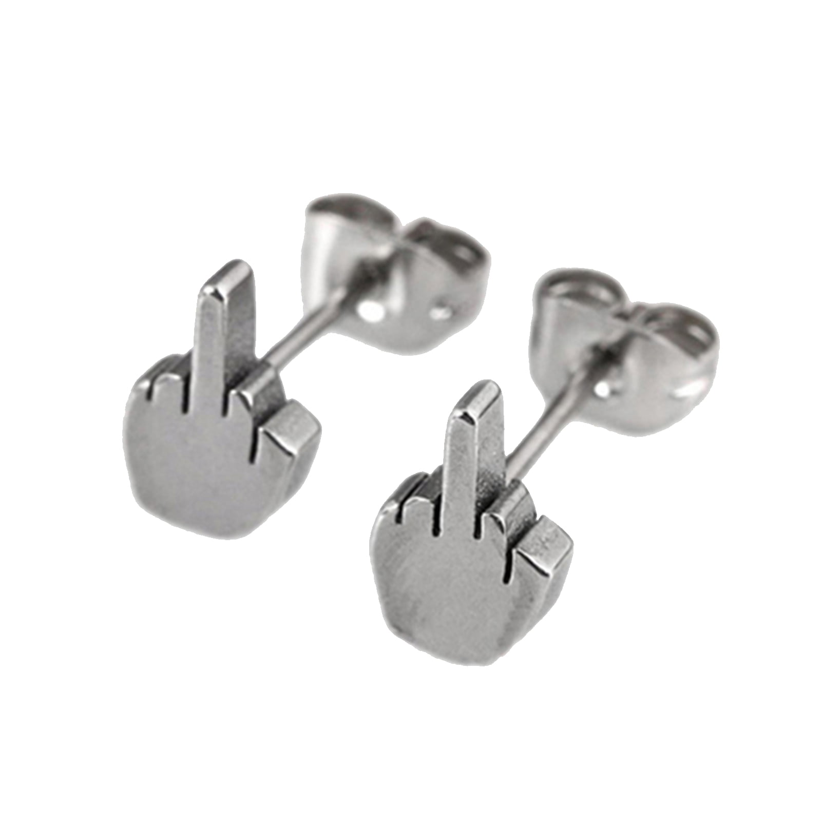 Vearear Ear Stud Anti Rust Allergy Free Stainless Steel Finger Pattern Earrings For Daily Life Walmart Com
