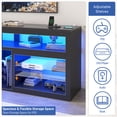 thumbnail image 4 of Blotout 74" TV Stand for TVs up to 85" with LED Lights and Power Outlet, 32" Tall Modern Gaming Entertainment Center with Adjustable Shelve for Living Room, High Glossy Black Marble, 4 of 10
