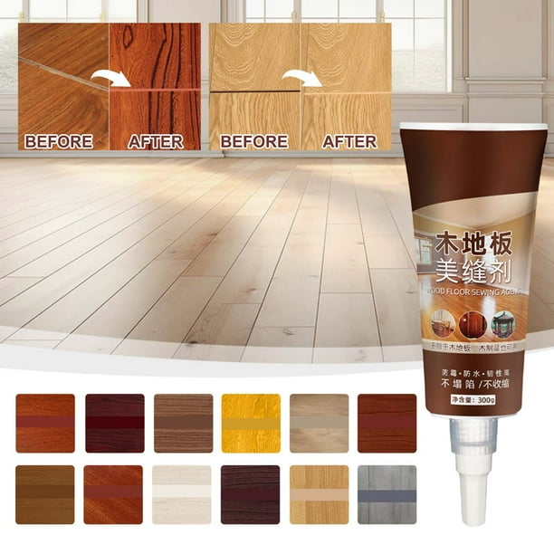 Relleno de huecos para suelos de madera | Sellador de juntas para rellenar huecos en suelos de madera | Acabado de color consistente | Fácil aplicación | Reparación sin fisuras | 300g | Apto para