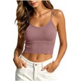 thumbnail image 3 of Pafei Tyugd Women Crop Camisole Spaghetti Strap Tank Tops Built in Bra Y2K Clothes for Going Out Scoop Neck Tshirts Hot Pink L, 3 of 7