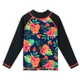 thumbnail image 7 of BAOHULU Girls Swimsuit Two Piece Long Sleeve UPF 50+ Bathing Suit Black Floral Dress Swimwear, 7 of 7