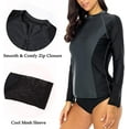 thumbnail image 3 of Women's Block Color Half-Zip Front Long Sleeve UPF 50+ Swim Shirt, 3 of 5