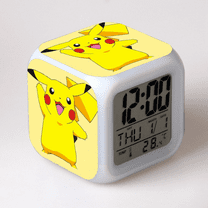 3＂LED Alarm Clock Cute Cartoon Anime Pattern Desk Table Glowing Electronic Colorful Digital Clock for Girl Boy Kids Children Bedroom Toy Birthday Present Gift