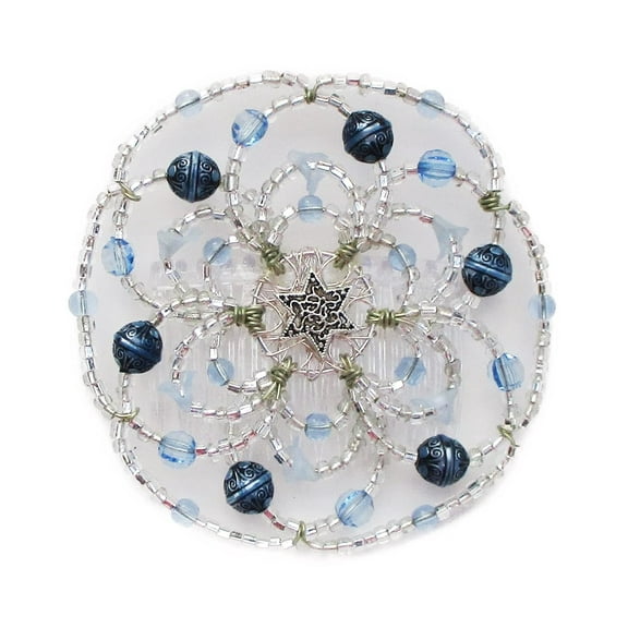 Beaded Kippah for Women - Callas in Blue