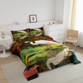 thumbnail image 2 of YST Ensemble de Douillette Grand à Couronnes Rouges Grues Ensemble de Literie Oiseau Blanc, Couette en Duvet Animal de Dessin Animé Ensemble de Housse de Couette Feuille de Lotus Verte Douillette Matelassée Aquarelle Abstraite Décoration de Chambre pour Enfants Garçons Filles, 2 of 5