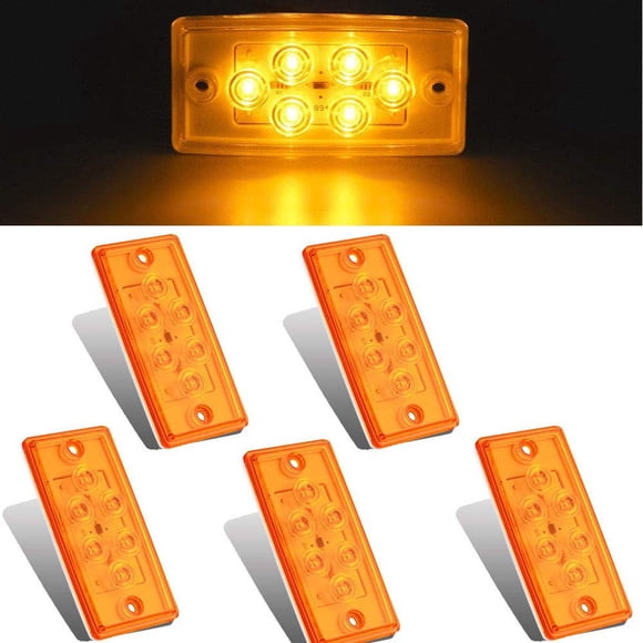 NPAUTO 5 luces de cabina Freightliner 6 luces LED ámbar para techo, luces de marcador compatibles con Freightliner Century Columbia Volvo Truck Trailer Camper [montaje empotrado impermeable]