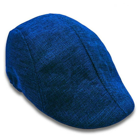 - Men's Women's Simple Solid Color Cotton Linen Flat Cap Newsboy Cabbie Gatsby Hat Golf Beret Cap Blue