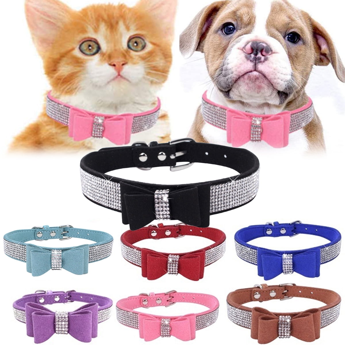 1 Piece Fashion Shiny Pet Neck Collar PU Leather Suede Microfibre for Dog Cat