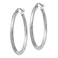 thumbnail image 4 of Auriga Fine Jewelry 14k White Gold Satin and Diamond-cut 2mm Round Hoop Earrings for Women, 4 of 5