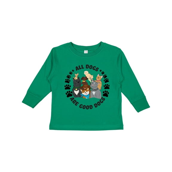 Inktastic All Dogs Are Good Dogs with Cute Dog Family Boys or Girls Long Sleeve Toddler T-Shirt