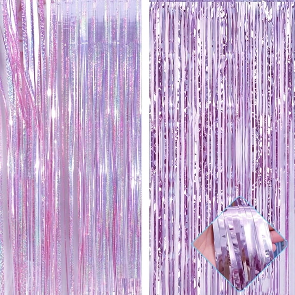 4pcs Pink Laser Rain Curtain for Wedding and Birthday Scene Setup, Thickened Background Curtain, Rain String Door Curtain, Party Decoration Rain Curtain