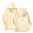 thumbnail image 2 of UACY Girls Preppy Heart Sweatshirts Oversized Pullover Sweatshirt Kids Fall Winter Long Sleeve Cute Prints Trendy Hoodies (Beige, 7-8 Years), 2 of 8