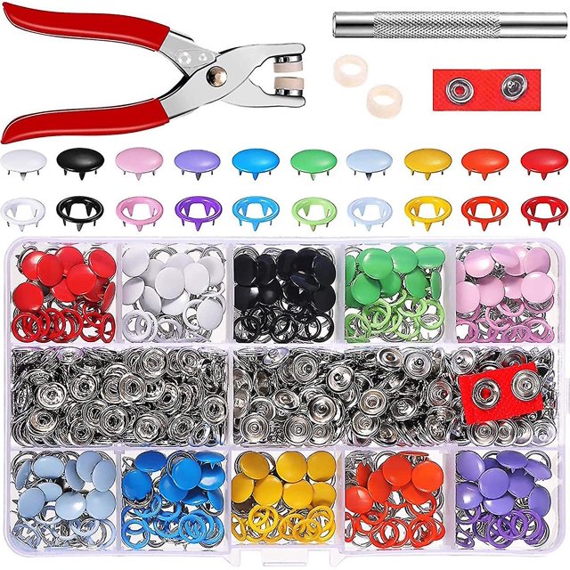 200 Uds. Juego de botones a presión de botones huecos sólidos-10 colores botones a presión de costura con alicates y accesorios para Diy toda la ropa kaili Sencillez