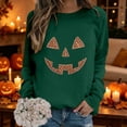thumbnail image 2 of Trendfront Womens Halloween Pumpkin Face Sweatshirts Crewneck Long Sleeve Rhinestone Graphic Jack O Lantern Design Casual Fall Pullover Tops, 2 of 7