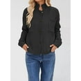 thumbnail image 2 of Womens Button Down Cardigan Sweaters Open Front Stand Collared Fall Fashion 2025 V Neck Outerwear Sweater Jacket Black S, 2 of 4