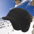 thumbnail image 2 of Xmarks Men's Winter Beanie Visor for Men Outdoor Newsboy Earflaps Hat with Brim Beanie Cap Black, 2 of 5